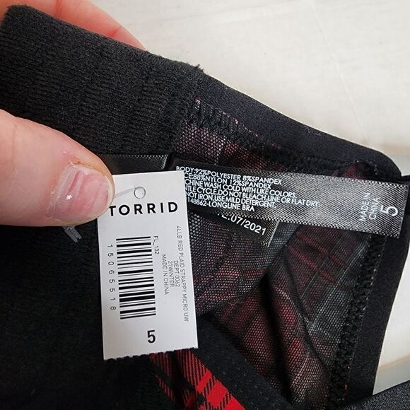 5X 28W Torrid Red Plaid Strappy Bralette Lingerie Longline Goth Punk Rock Unline - Picture 10 of 11
